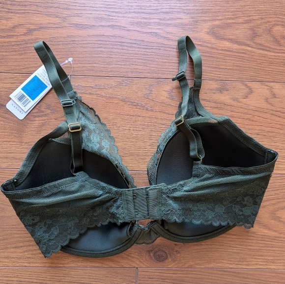 Natori Cherry Blossom Plunge Convertible Underwire Bra Pesto 32DDD 32E UK NWT - Picture 3 of 10